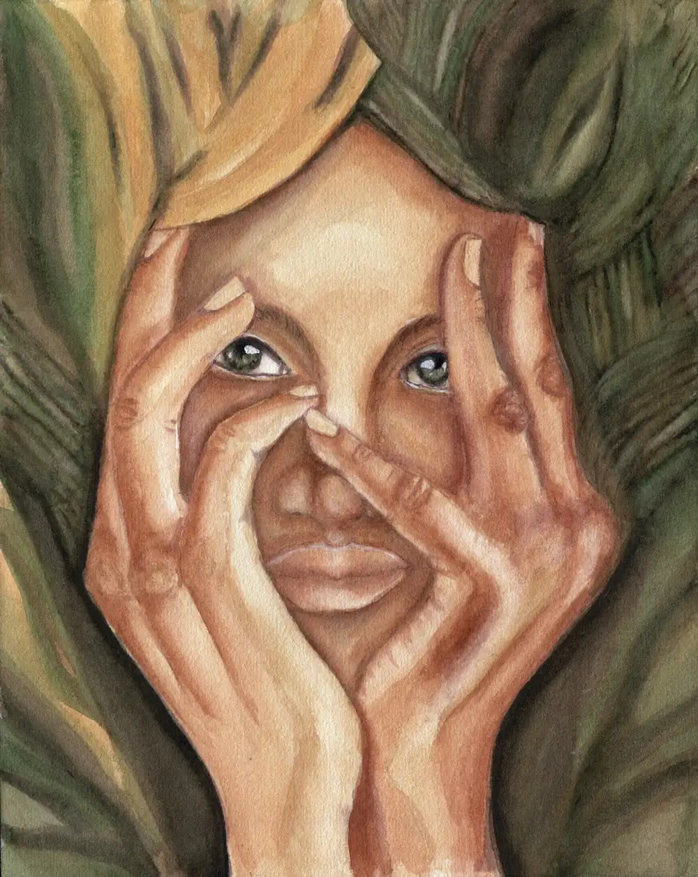 Etnias I, retrato en acuarela por Yamila Gorrín