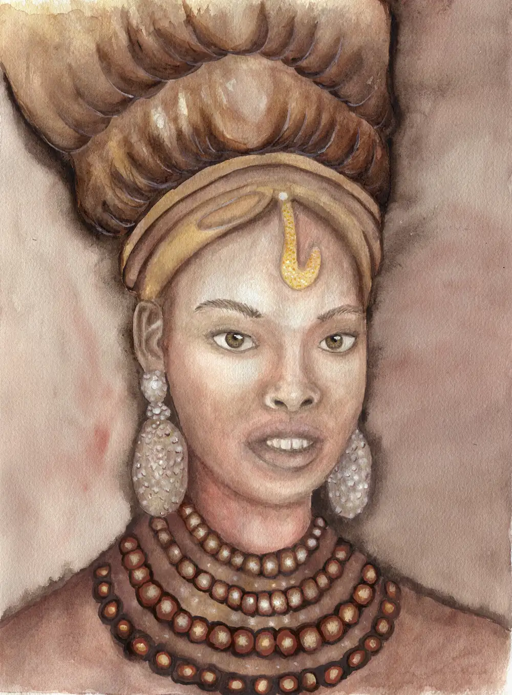 Etnias II, retrato en acuarela por Yamila Gorrín