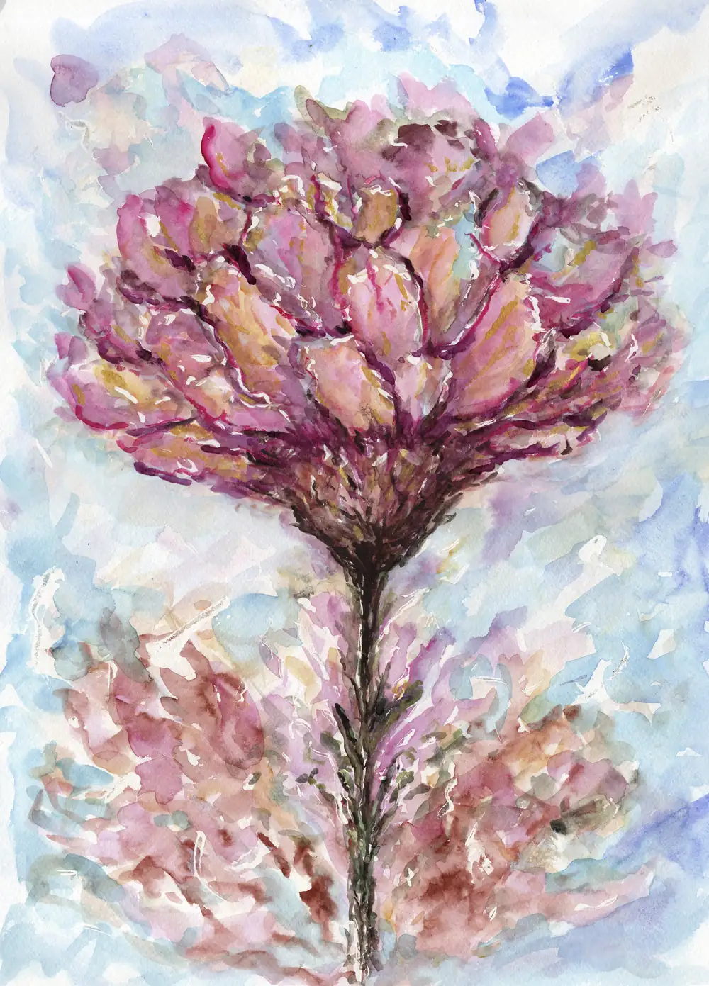 Natura, acuarela de un árbol por Yamila Gorrín